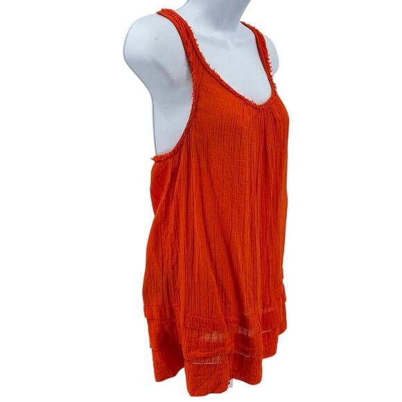 Edme & Esyllte Tank Top WMNS S Orange Pullover Crochet Lace Racerback Scoop Neck - Picture 2 of 7